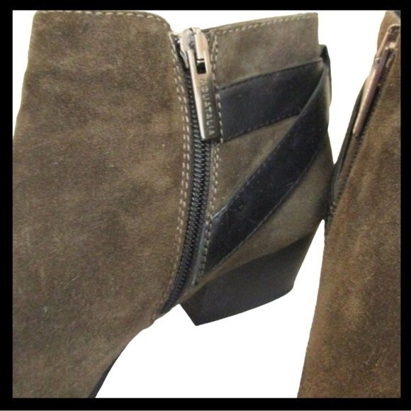 Aquatalia Suede Zip Ankle Boots Green - Picture 7 of 7